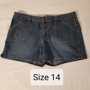 Jean shorts, size 14, blue denim